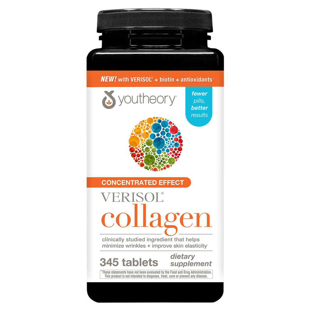 Youtheory colágeno Verisol concentrado con biotina, 345 unidades