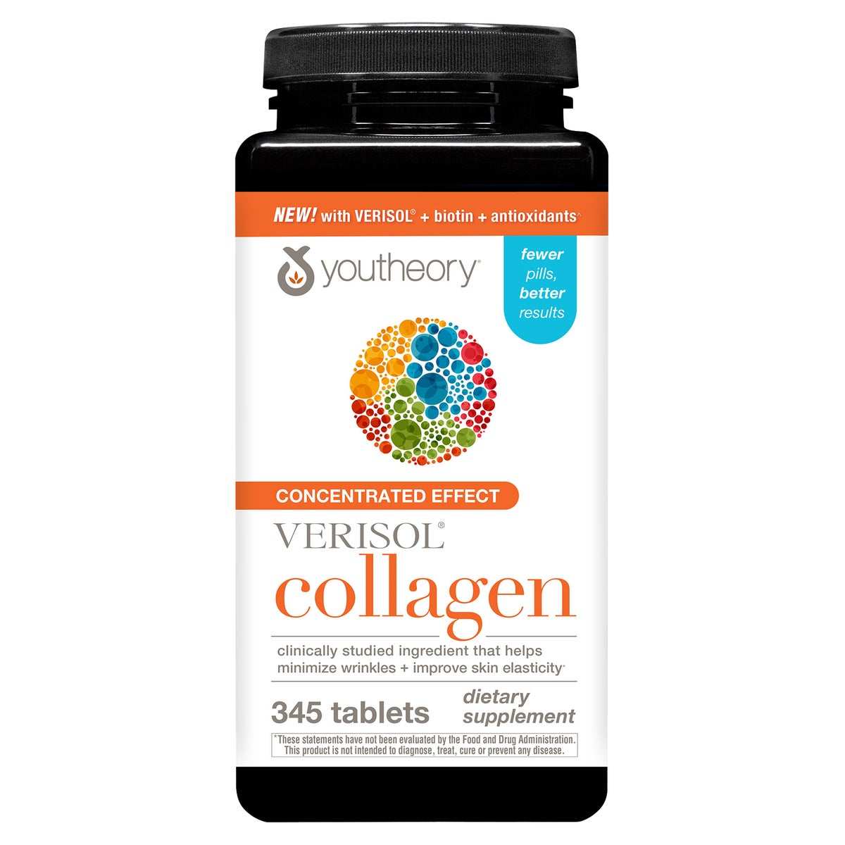 Youtheory colágeno Verisol concentrado con biotina, 345 unidades