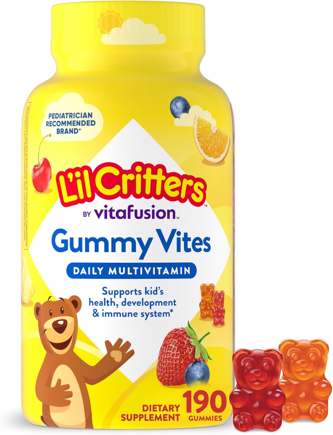 L'il Critters Gummy Vites Kids Multivitamin | 190 Gummies | with Vitamins A, B, C, D, E |