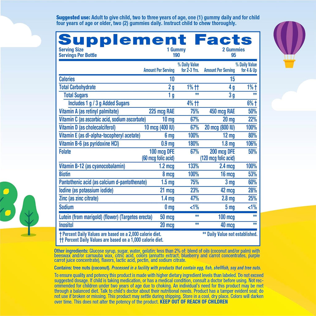 L'il Critters Gummy Vites Kids Multivitamin | 190 Gummies | with Vitamins A, B, C, D, E |