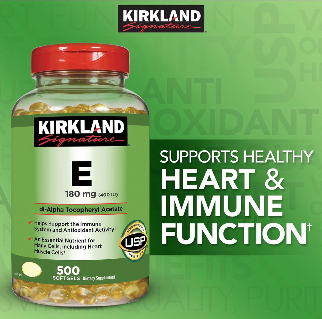 Vitamina E de la Marca Kirkland 500 pastillas liquidas