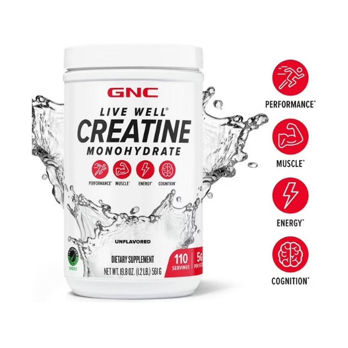 GNC Live Well Creatine Monohydrate, 1.2 lbs