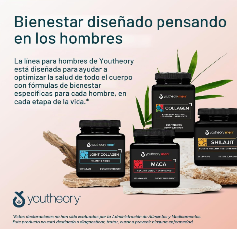 Youtheory Mens Collagen Avanzado, 1 y 3, unidades | 5,000 mg de colágeno