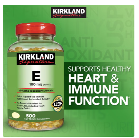 Vitamina E de la Marca Kirkland 500 pastillas liquidas