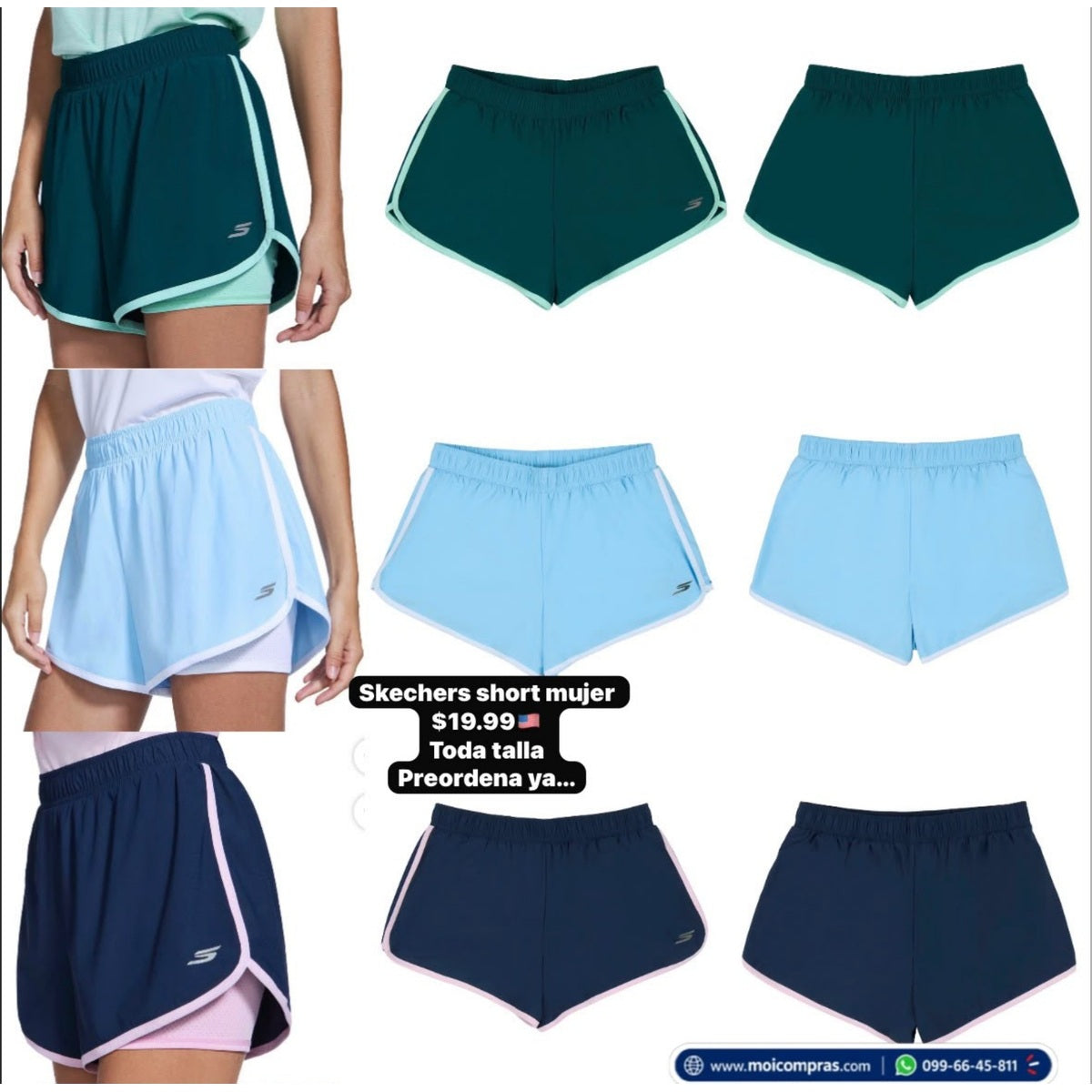 Short deportivo Skechers para mujer