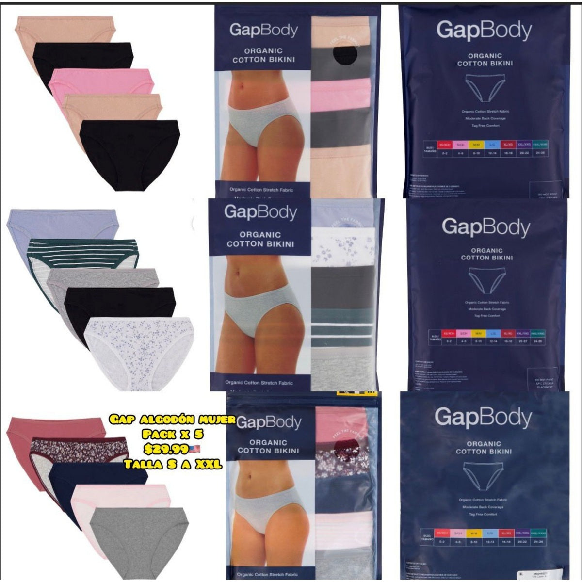 Pack x5 panties GapBody para mujer