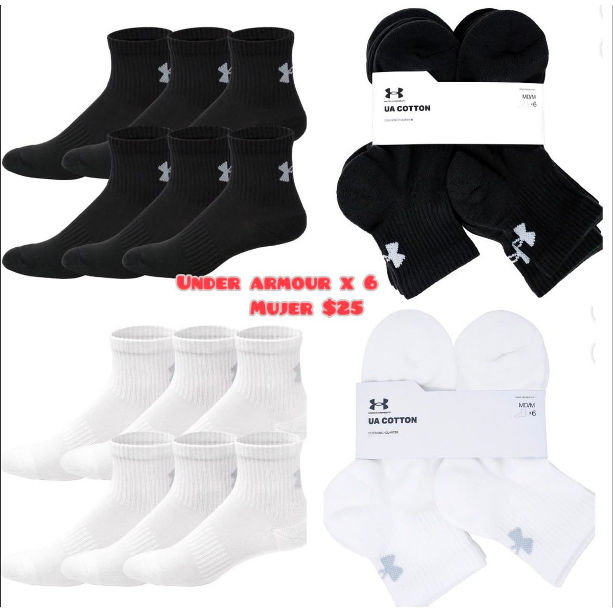 Pack x6 medias altas Under Armour para mujer