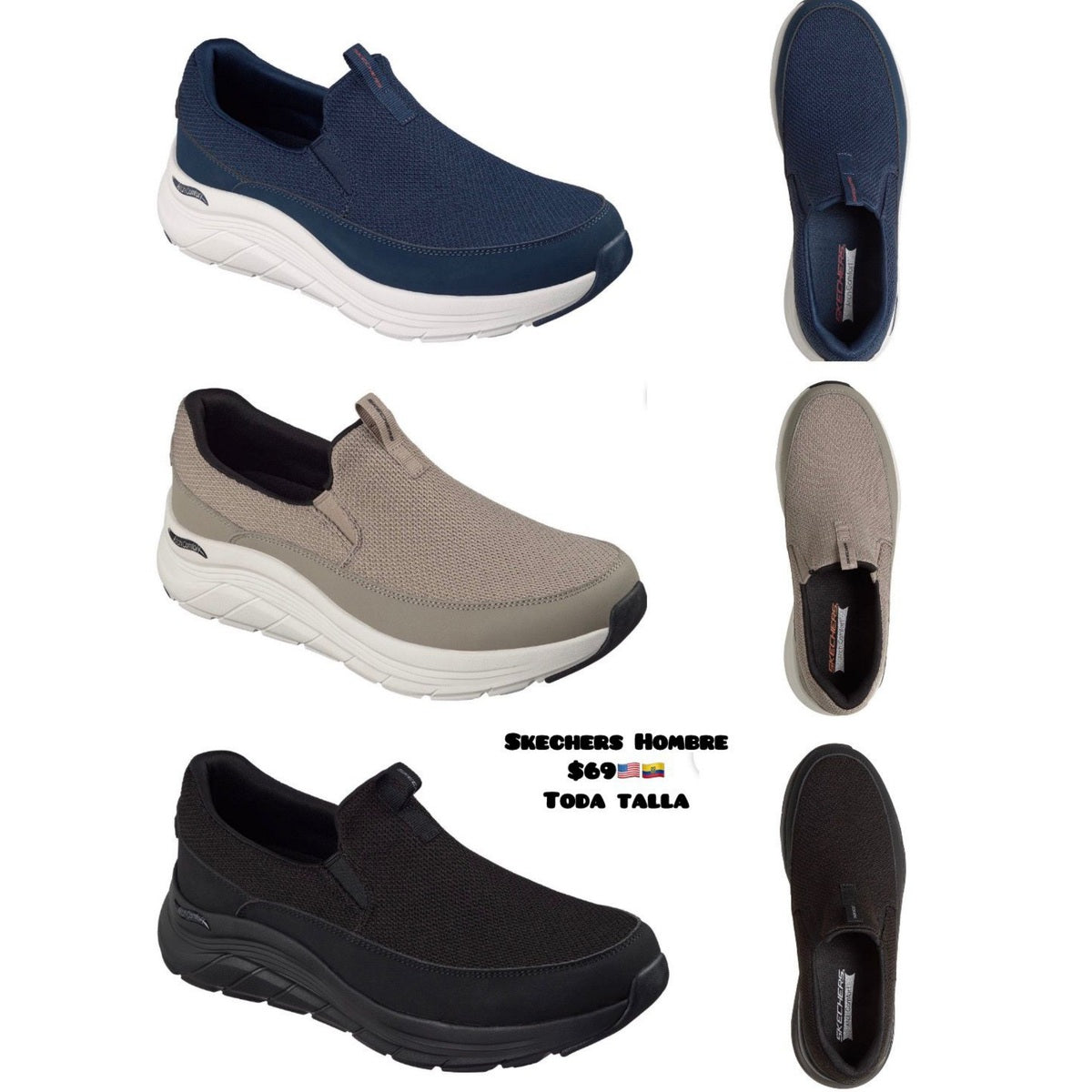 Zapatos Skechers sin cordones para hombre