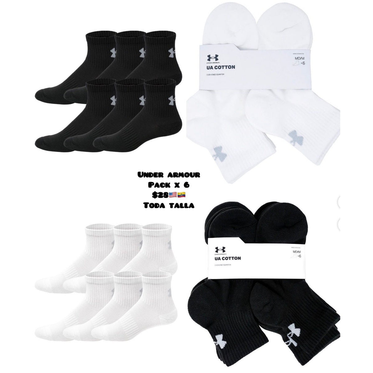 Pack x6 medias tobilleras Under Armour para hombre