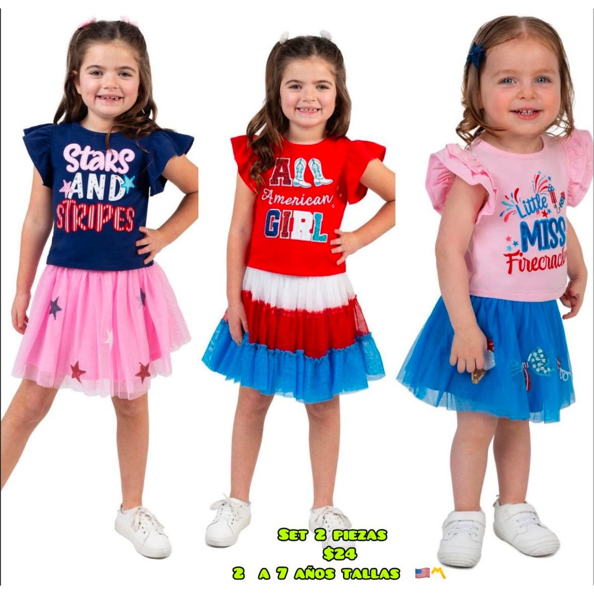 Set de camiseta y falda para niña