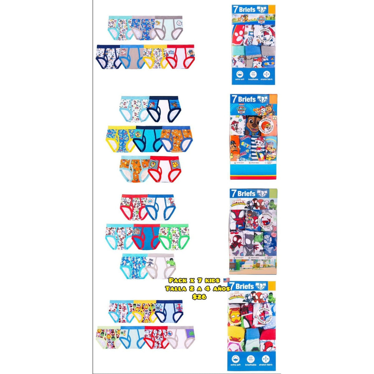 Pack x7 interiores de personajes para niño