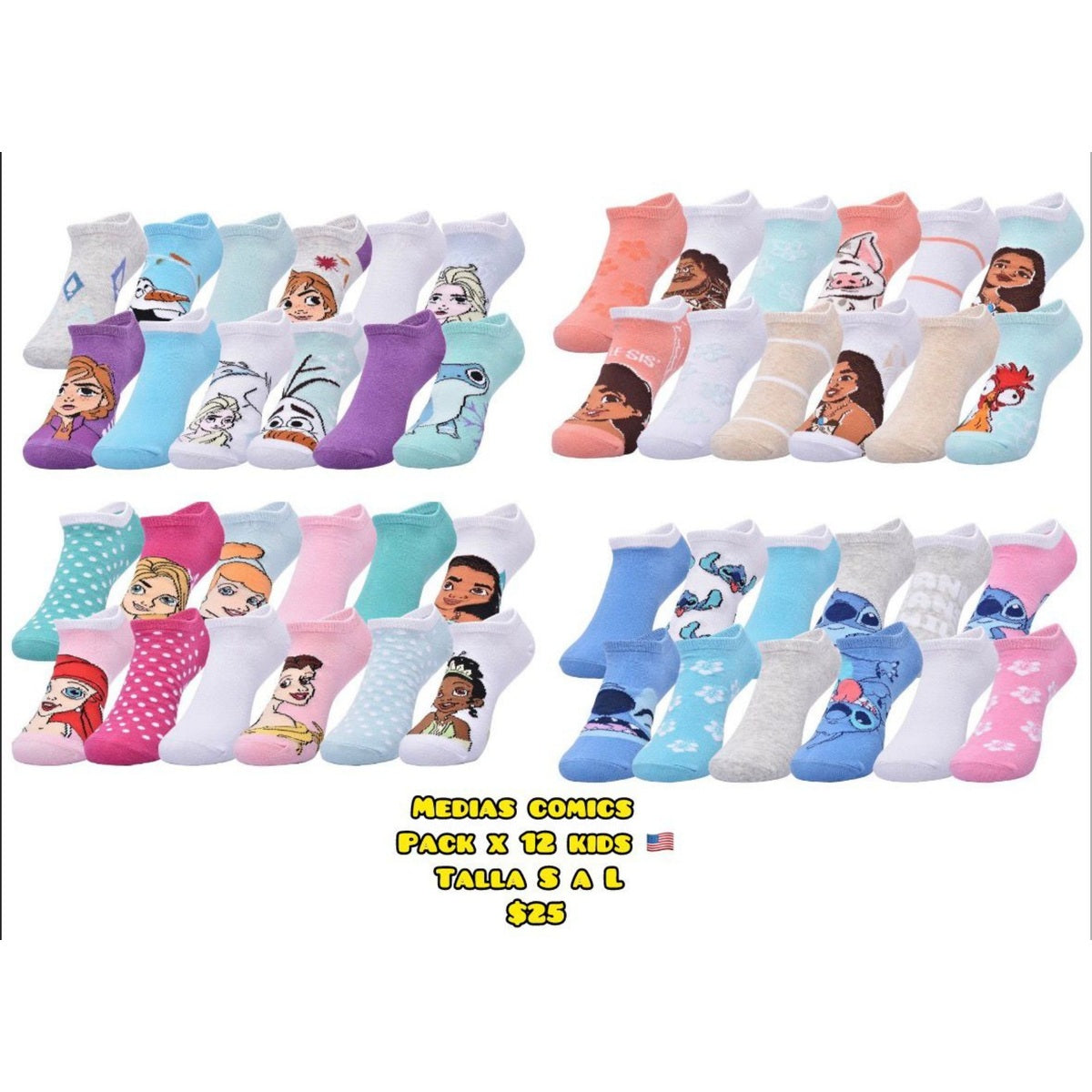 Pack x12 medias de personajes para niña