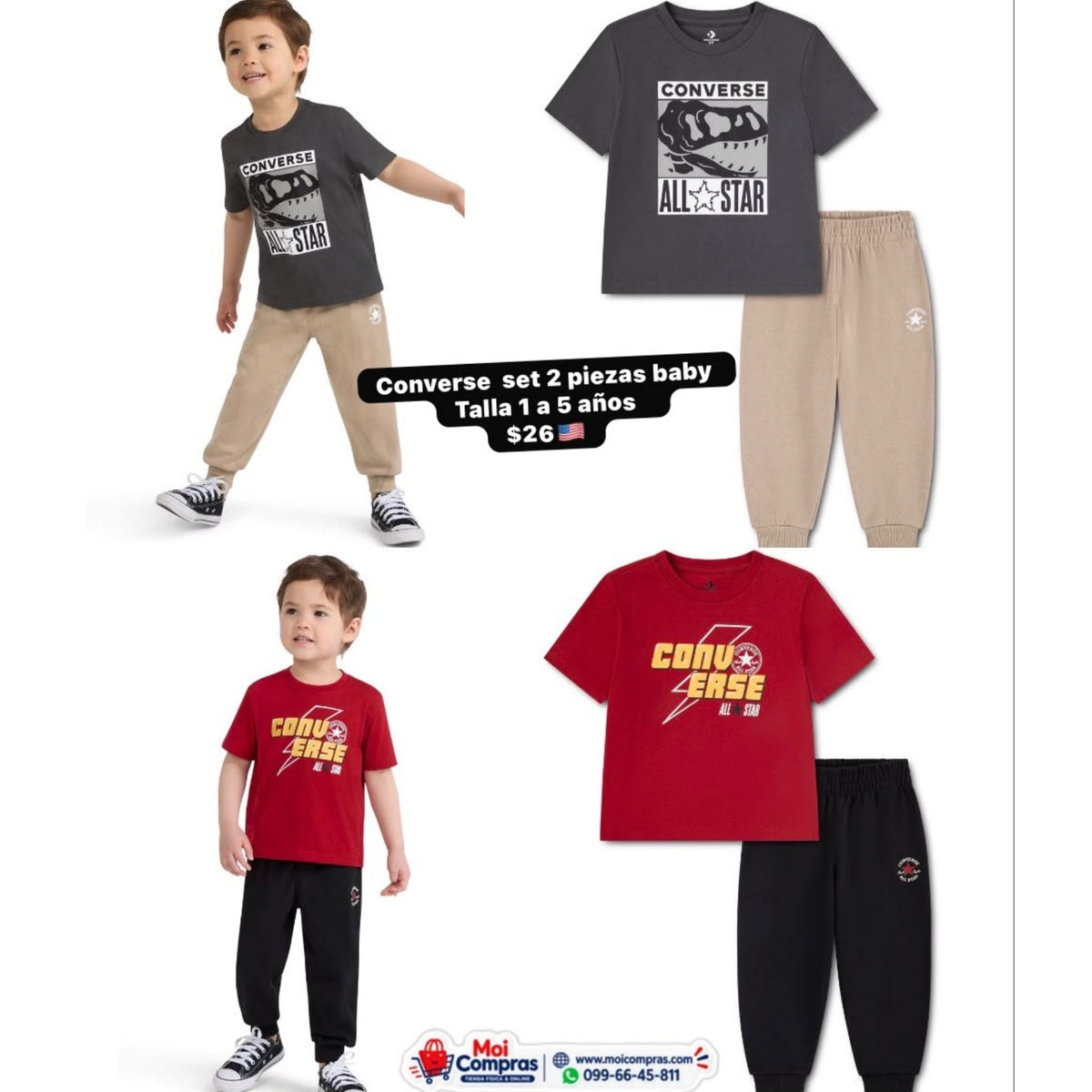 Set x2 piezas Converse para niño pequeño