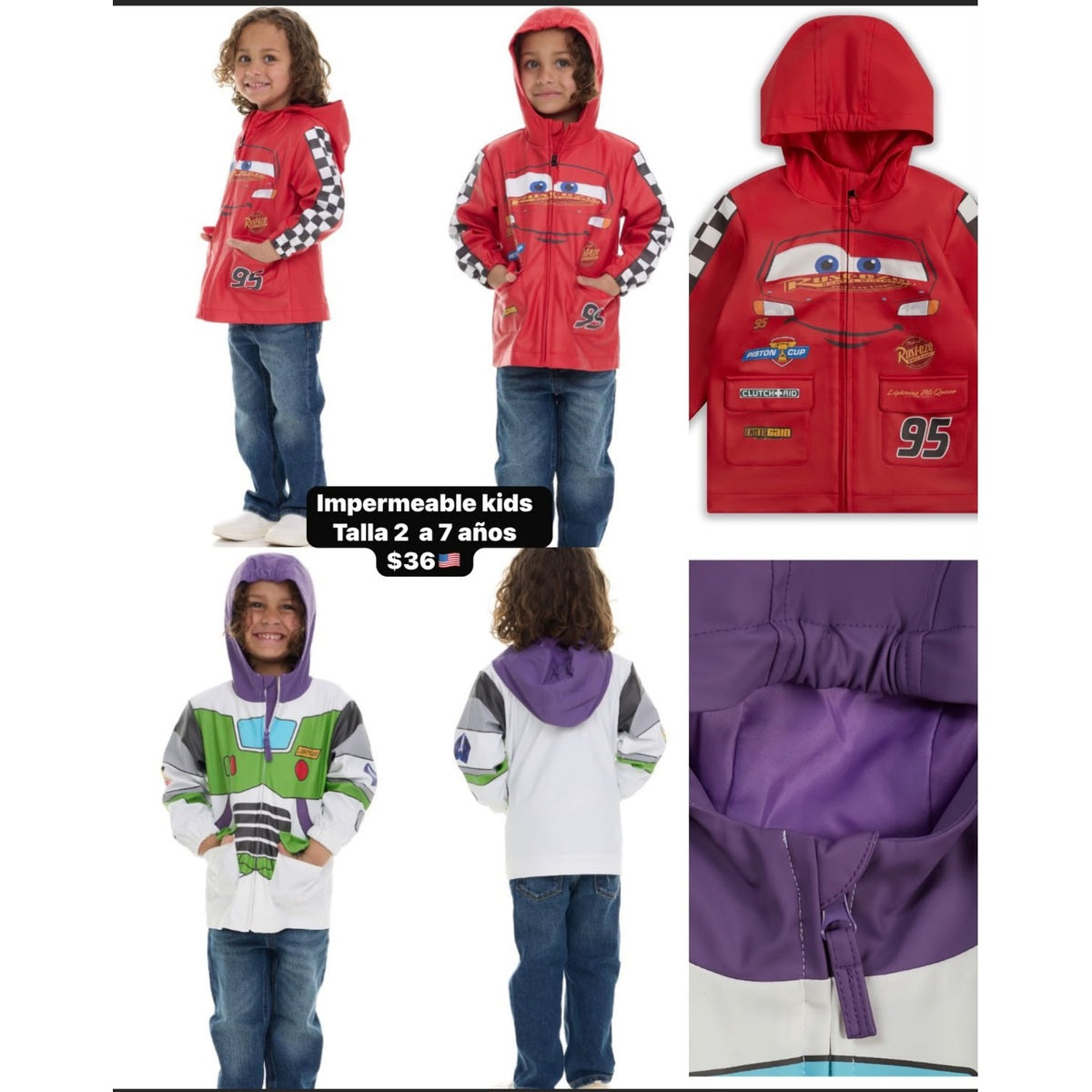 Impermeable de personajes para niño