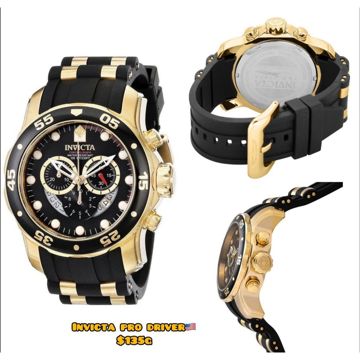 Reloj Invicta Pro Diver negro y dorado