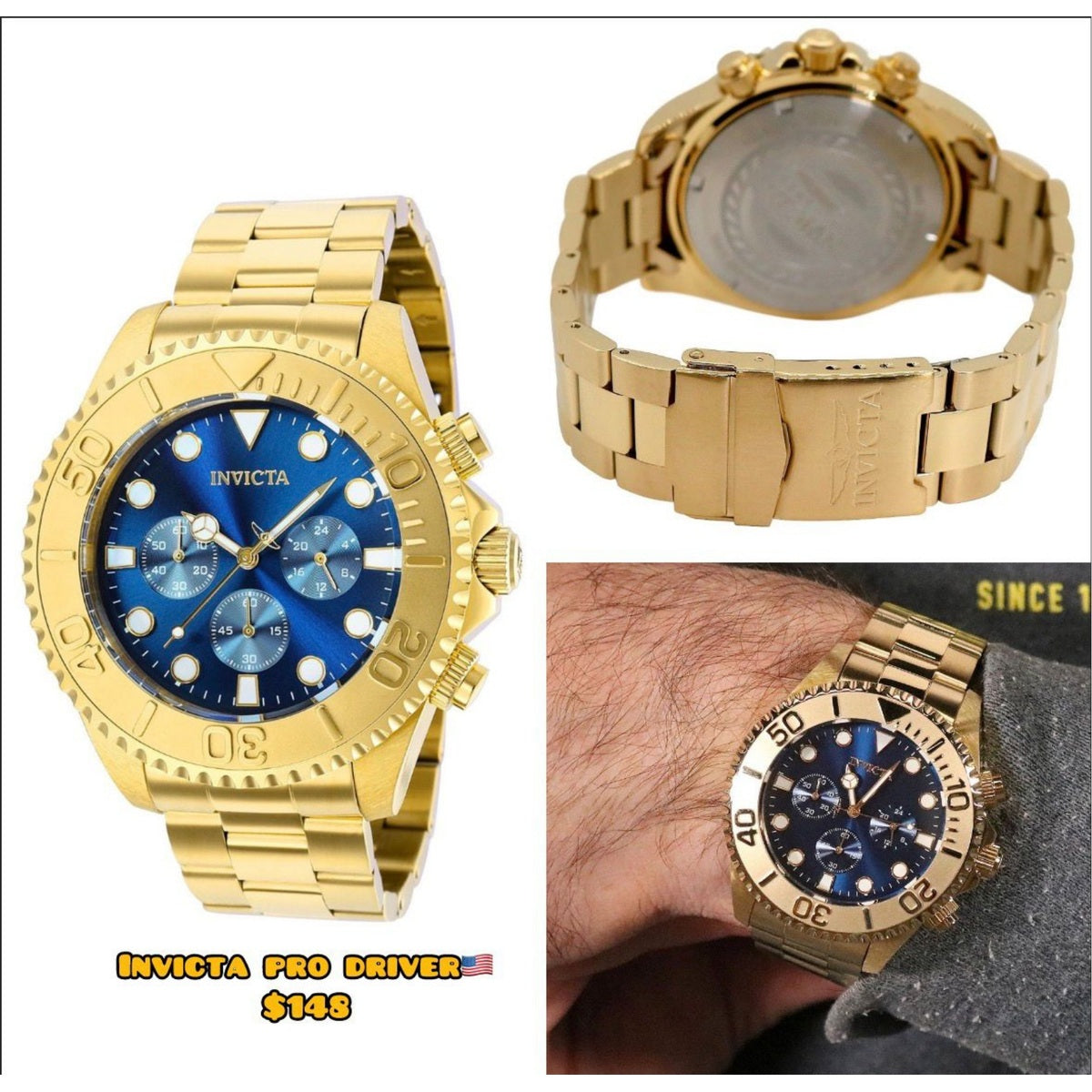 Reloj Invicta Pro Diver dorado y azul