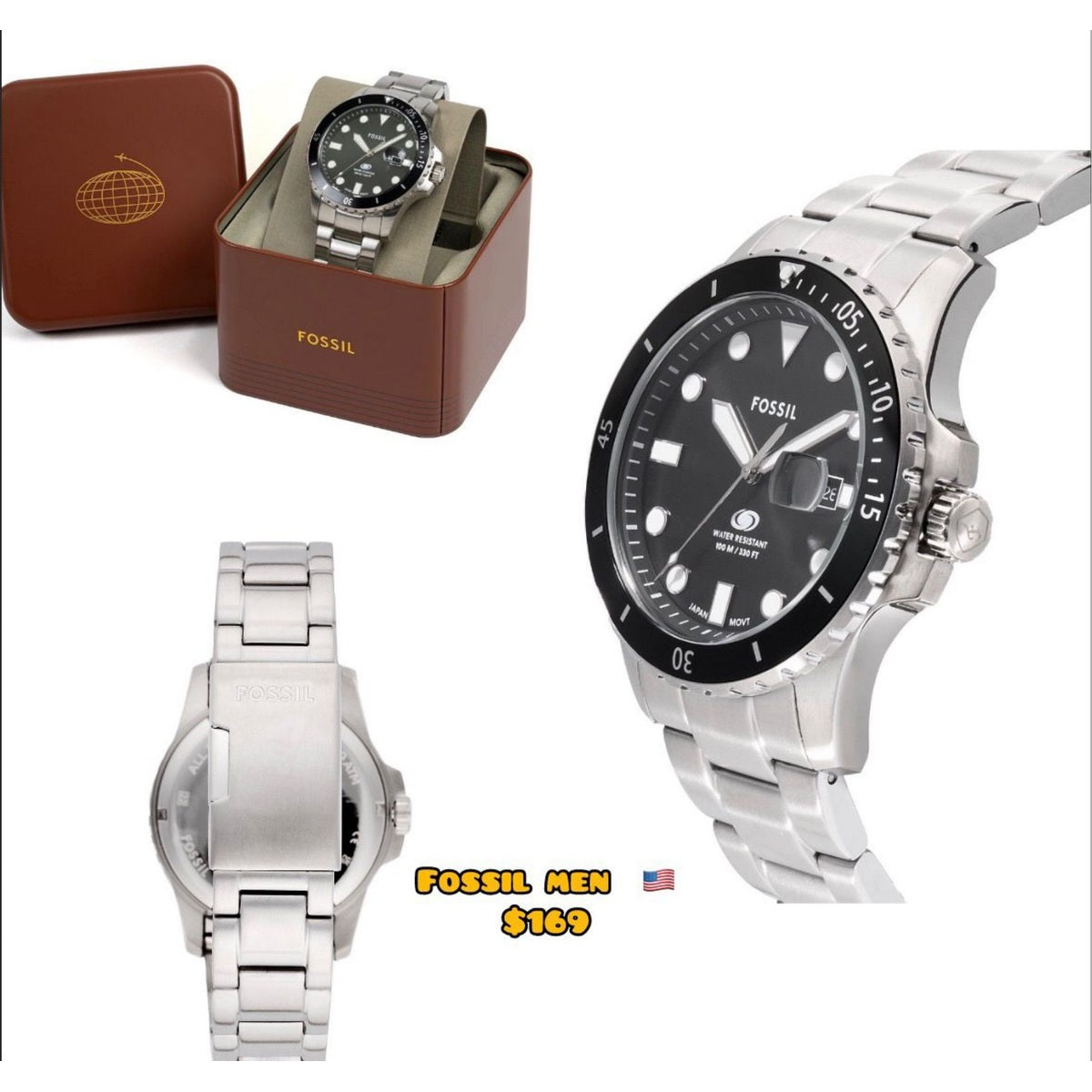 Reloj Fossil plateado para hombre