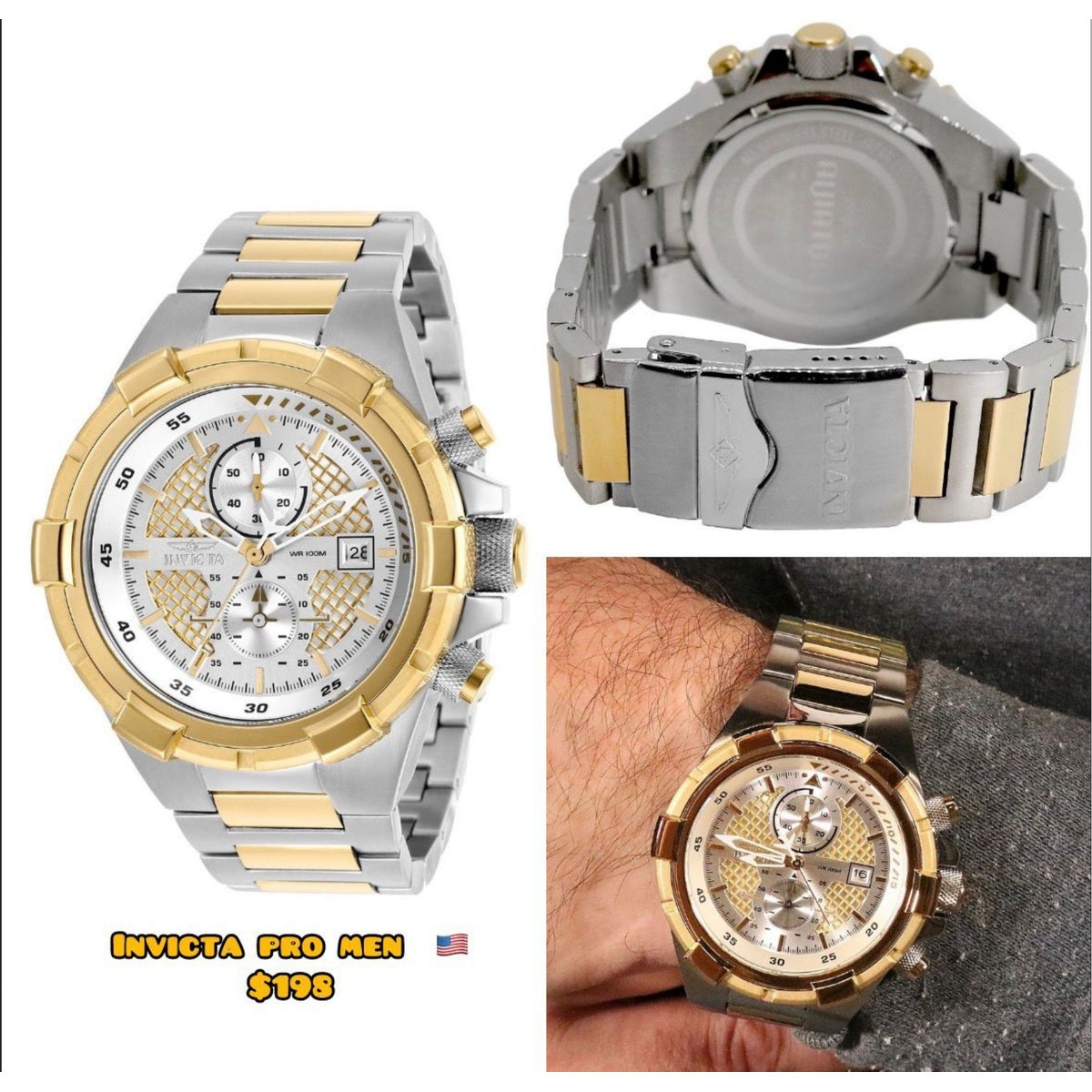 Reloj Invicta Pro bicolor esfera blanca