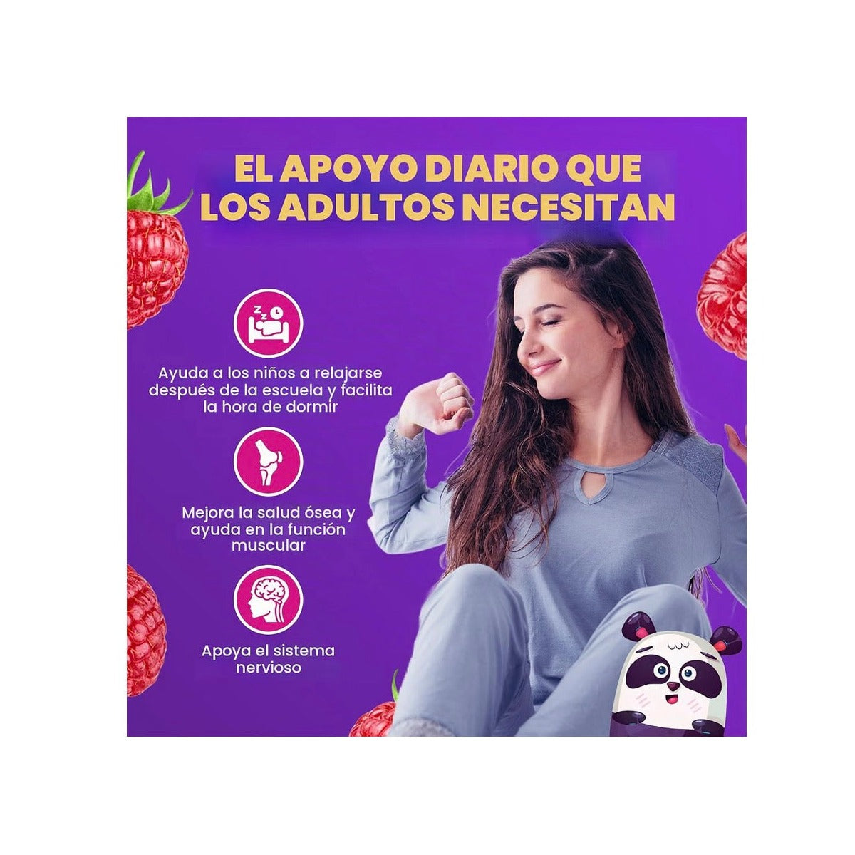 DR. MORITZ Gomitas de citrato de magnesion gomitas calmantes de  200 mg para niños grandes o adultos de sabor frambuesa (60 unidades) - Sin azúcar añadido.
