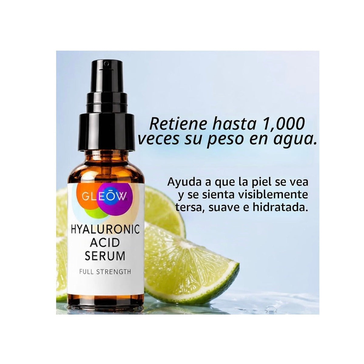 GLEOW Nuevo suero de ácido hialurónico puro 2024 para la cara, suero hidratante para mujeres, suero facial puro de ácido hialurónico para mujeres, suero facial para piel seca con manchas oscuras.