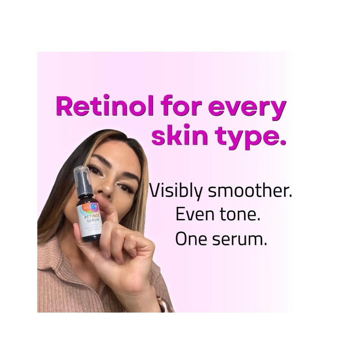 GLEOW Suero de Retinol para el Rostro con Ácido Hialurónico, el Retinol para el Rostro es Adecuado para Todo Tipo de Piel, Suero Hidratante para Mujeres y Hombres Rellena para una Apariencia Juvenil.