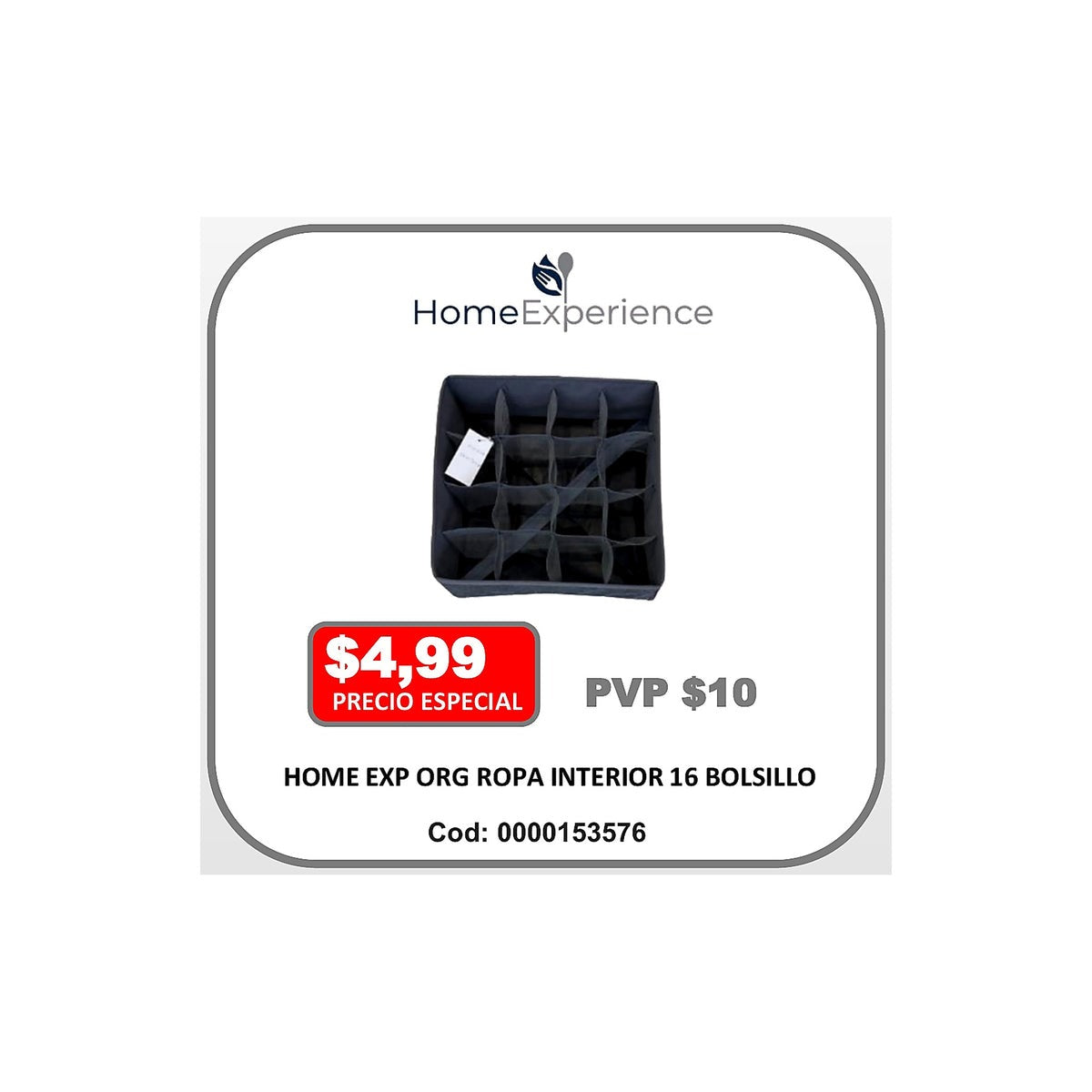 HOME EXP ORG ROPA INTERIOR 16 BOLSILLO