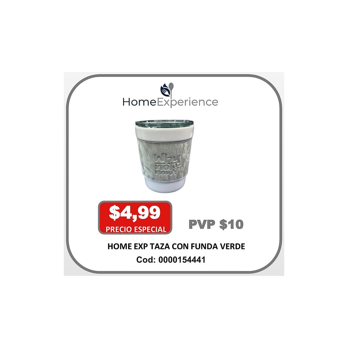 HOME EXP TAZA CON FUNDA VERDE