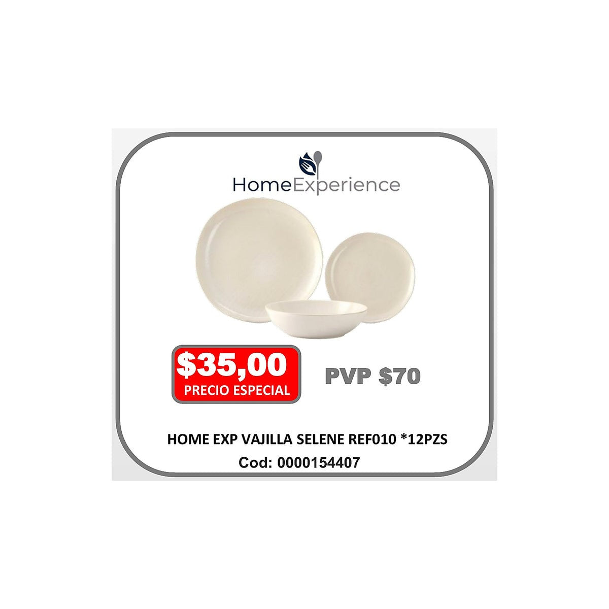 HOME EXP VAJILLA SELENE REF010 *12PZS