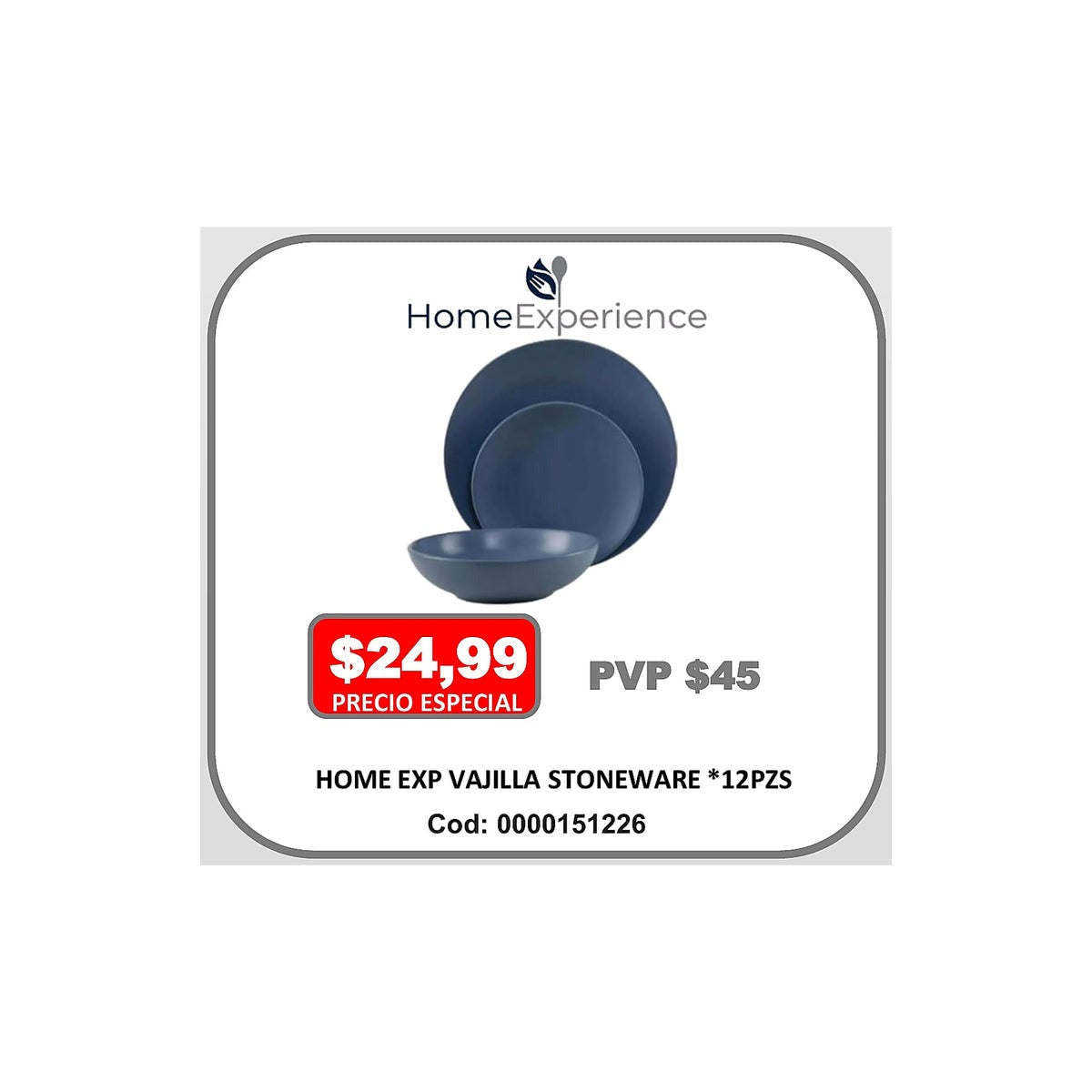 HOME EXP VAJILLA STONEWARE *12PZS