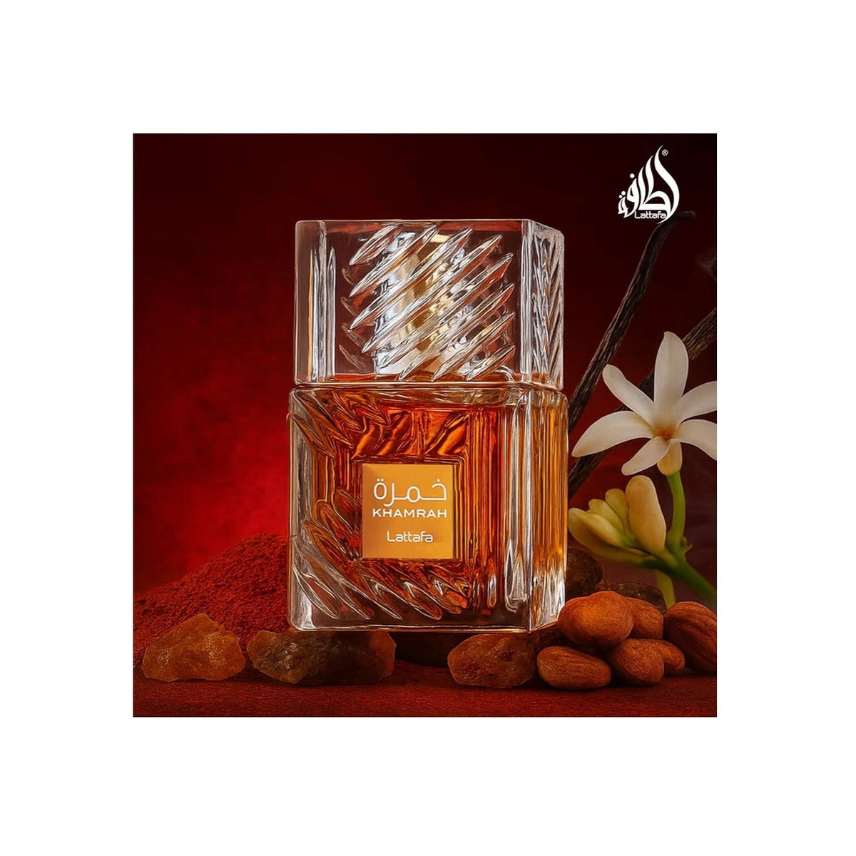Lattafa Khamrah - Vainilla, picante cálido, ámbar, canela - Perfume Eau de Parfum de larga duración, 3.40 onzas / 100 ml