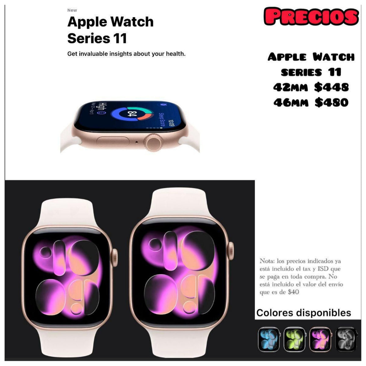 Apple Watch Series 11 - Precio USA + Tax + $35 envío
