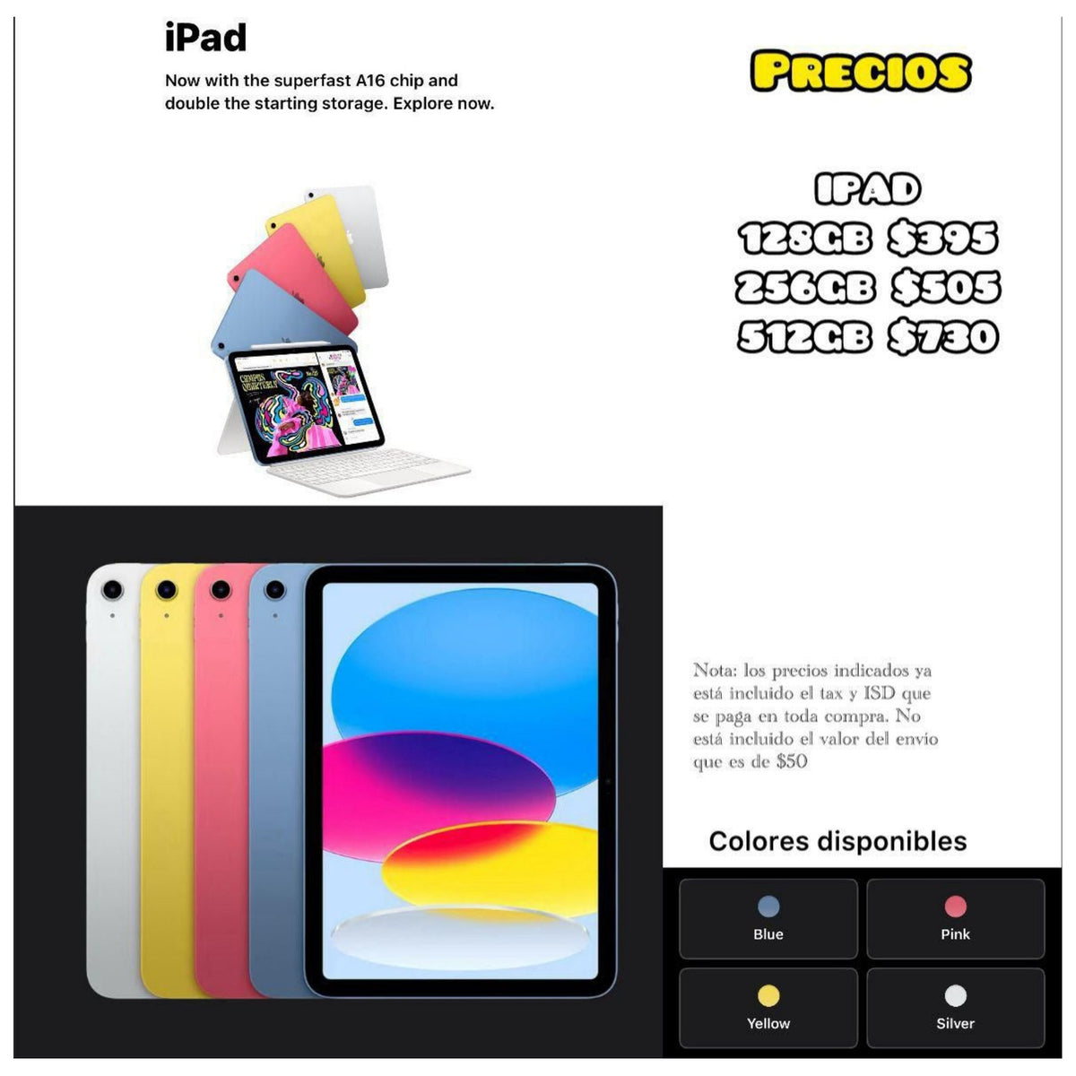 Apple iPad - Precio USA + Tax + $55 envío