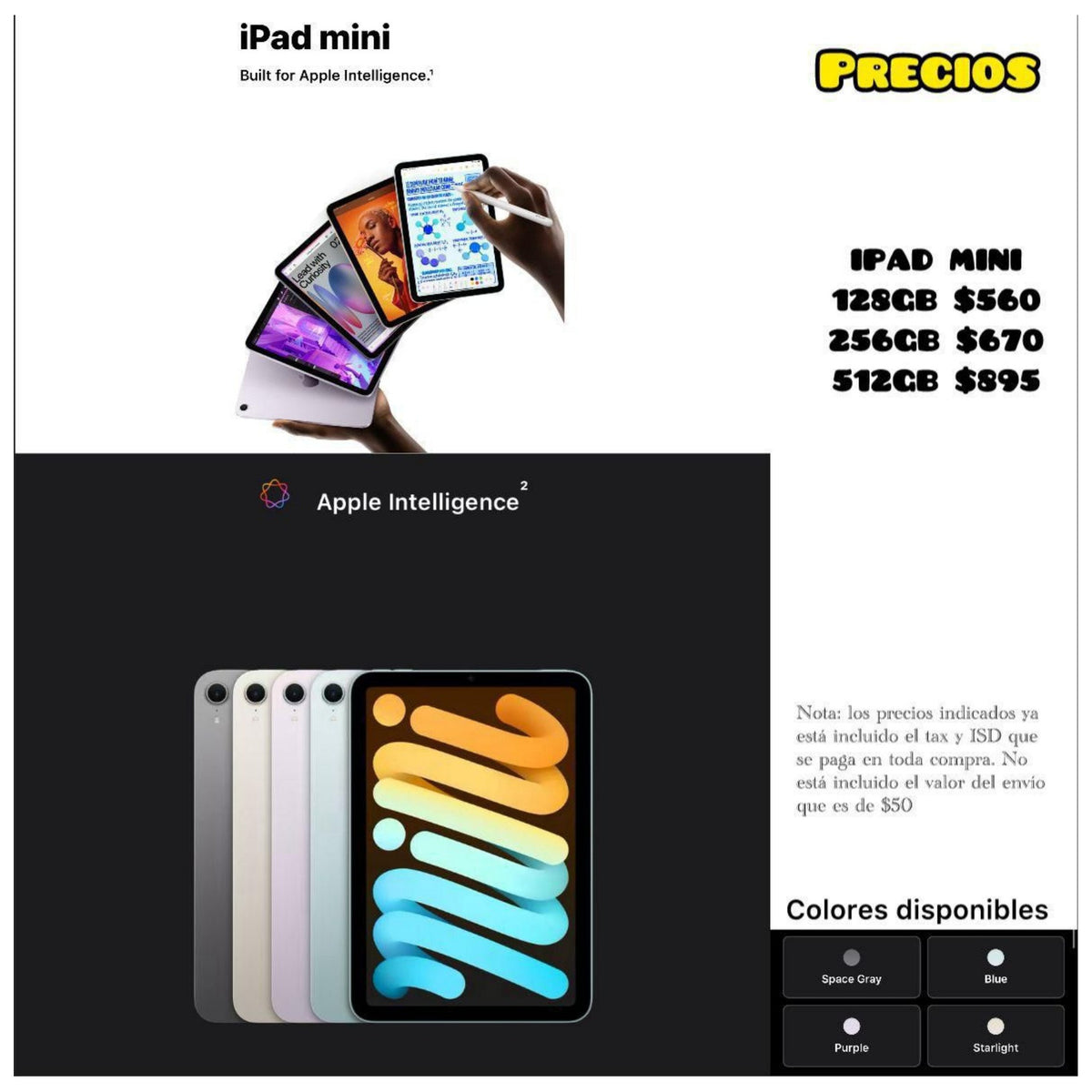 Apple iPad mini - Precio USA + Tax + $55 envío