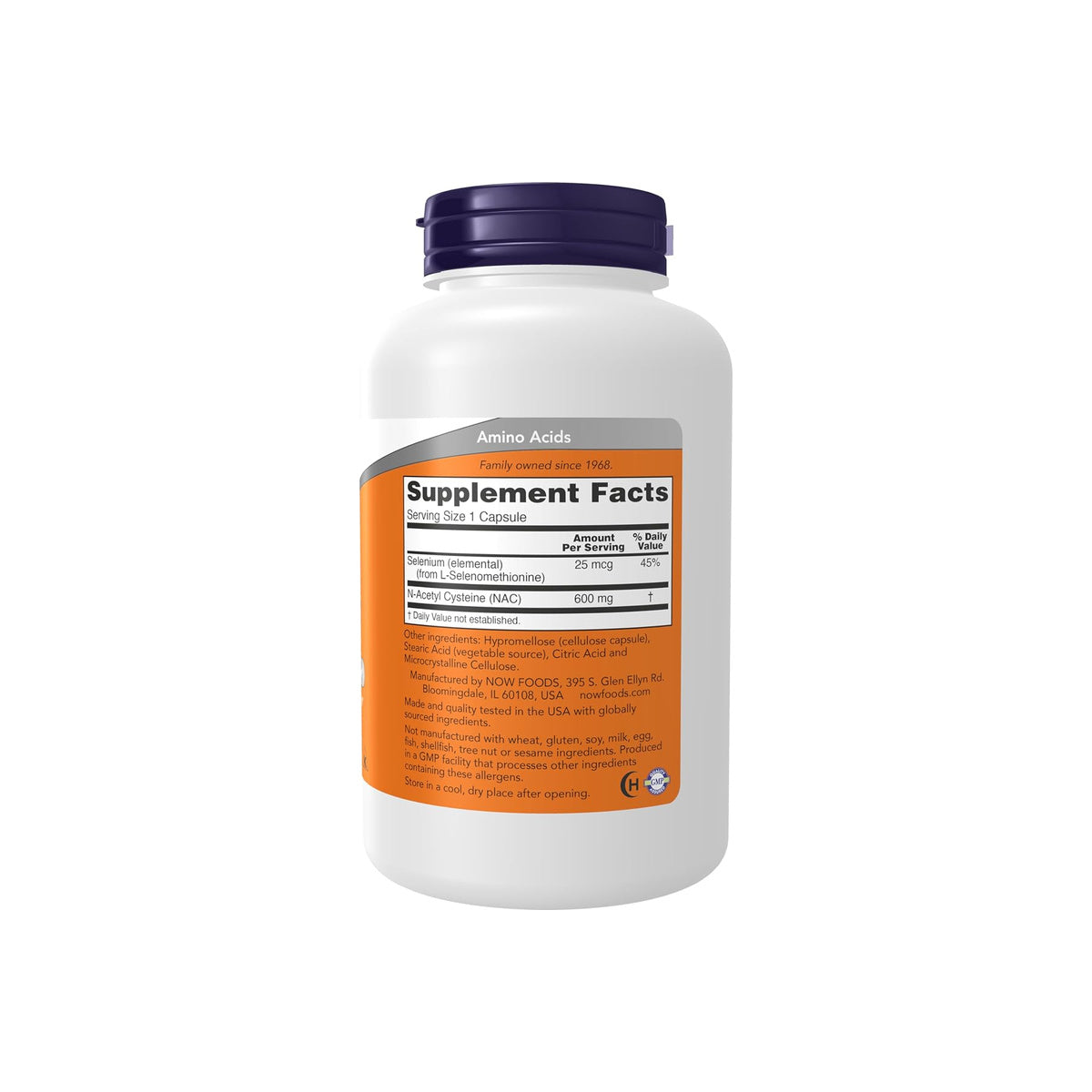 NOW NAC 600 mg con Selenio - 250 Cápsulas Vegetales