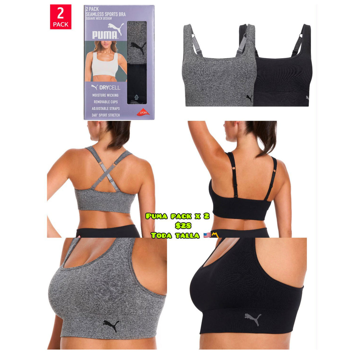 Puma Pack x2 bras deportivos - Mujer