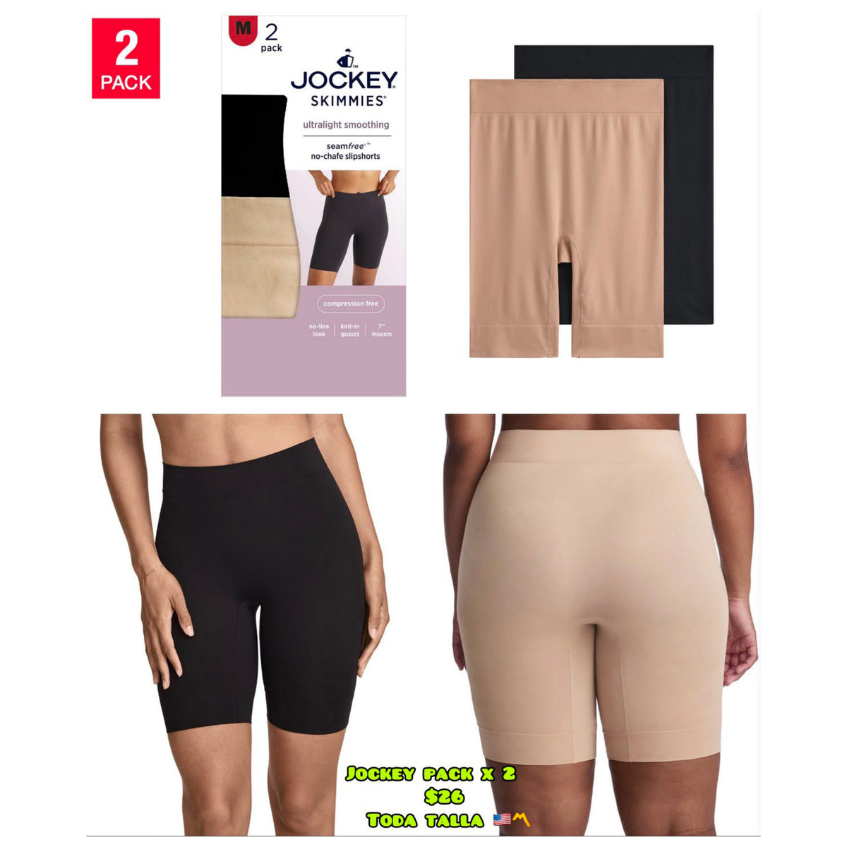 Jockey Pack x2 shorts moldeadores - Mujer