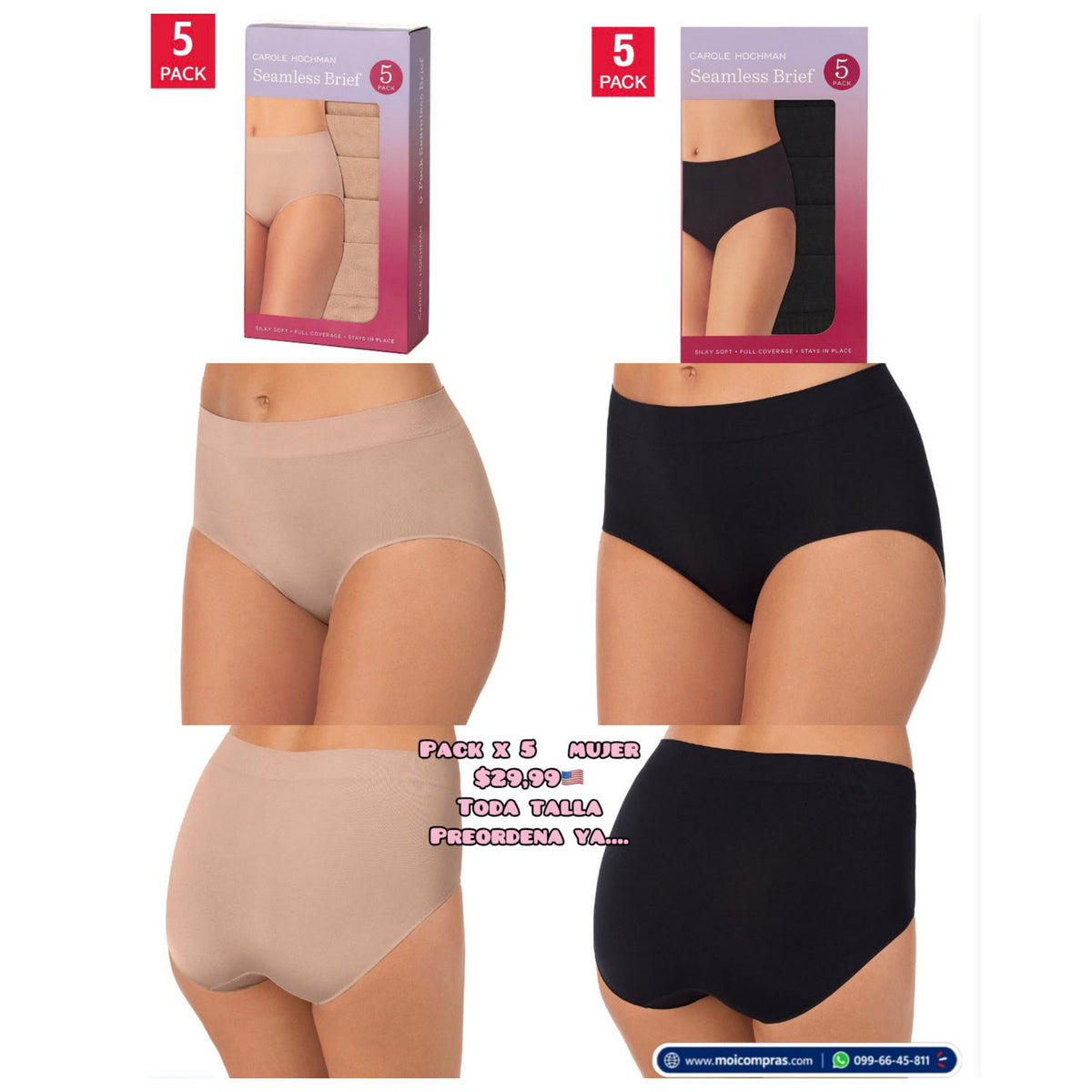 Carole Hochman Pack x5 panties seamless - Mujer