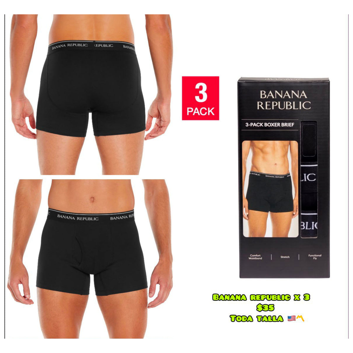 Banana Republic Pack x3 bóxer briefs - Hombre