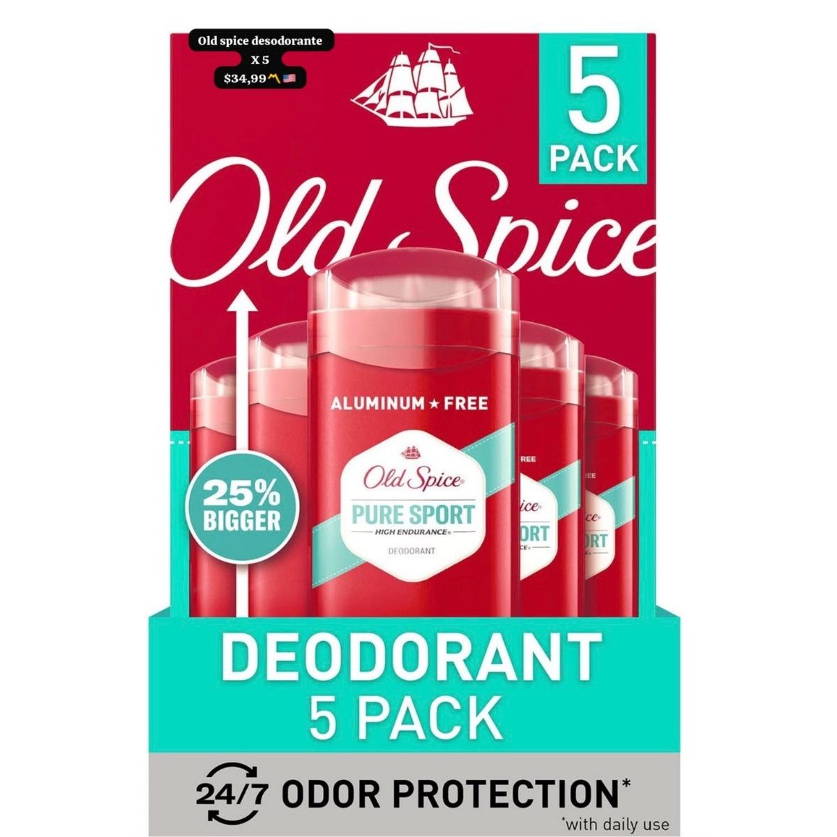 Old Spice desodorante pack x5