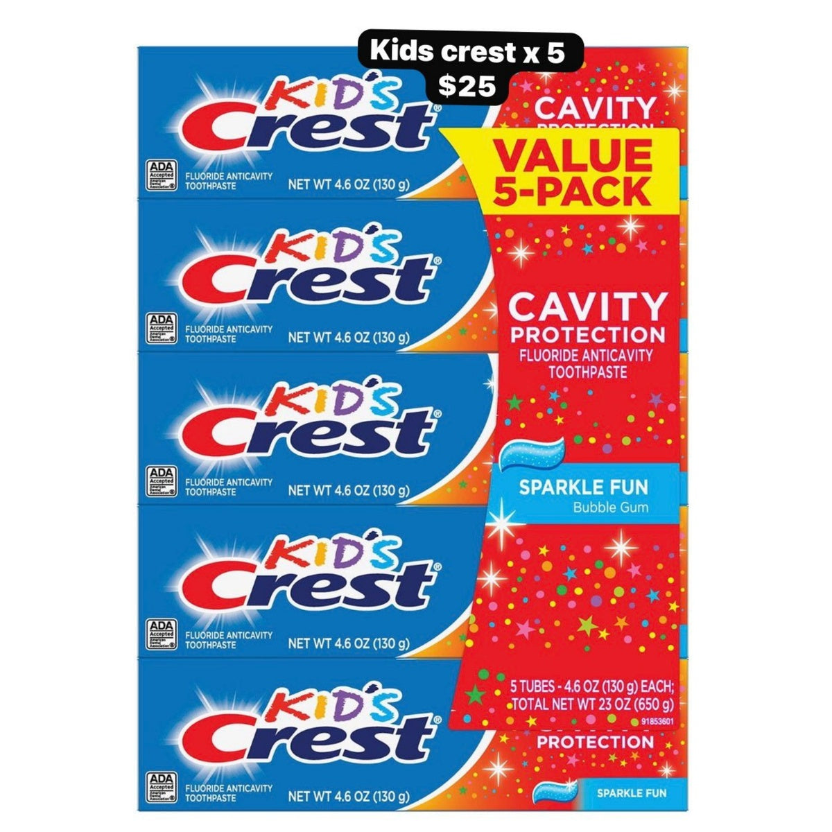 Crest Kids pasta dental pack x5