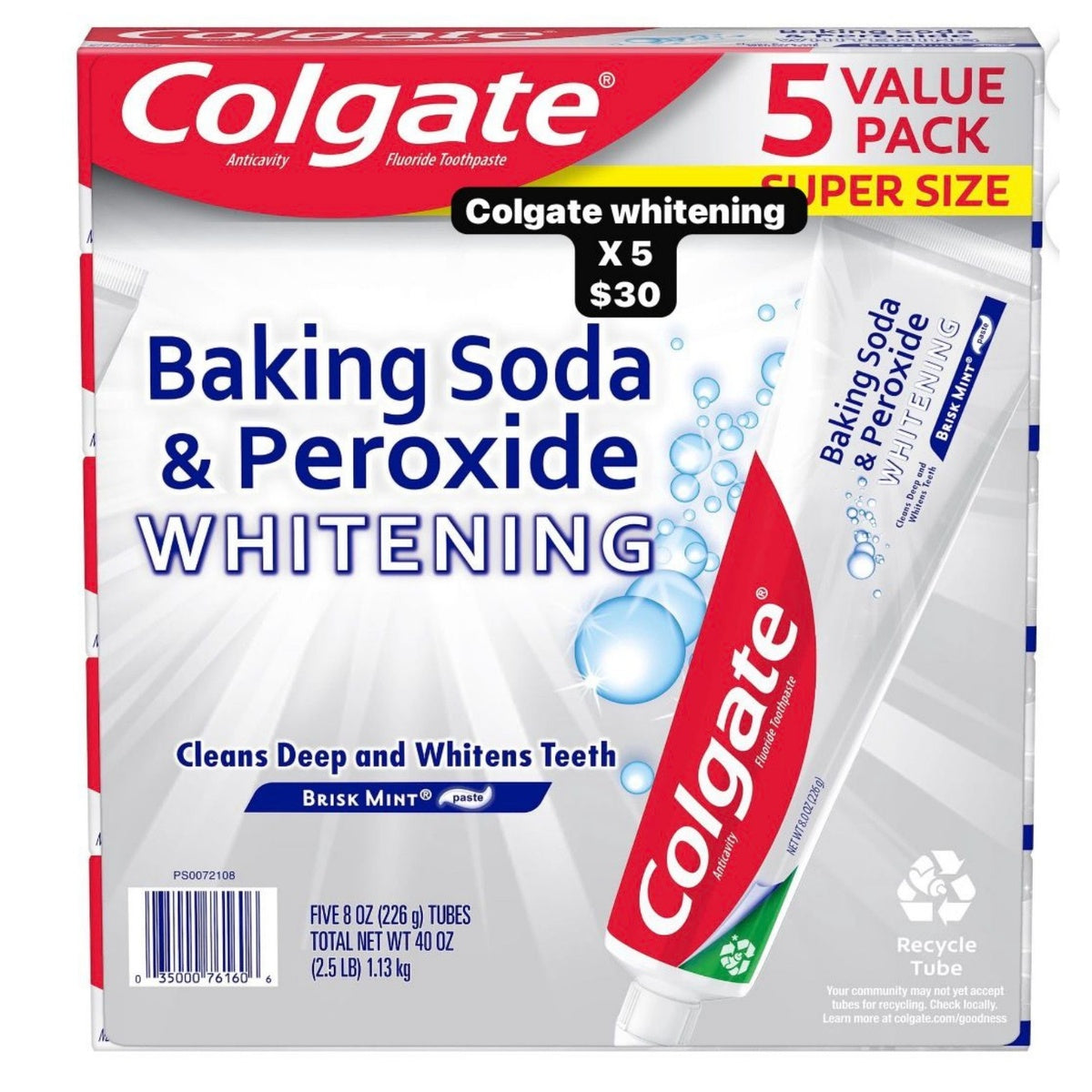 Colgate Whitening pasta dental pack x5
