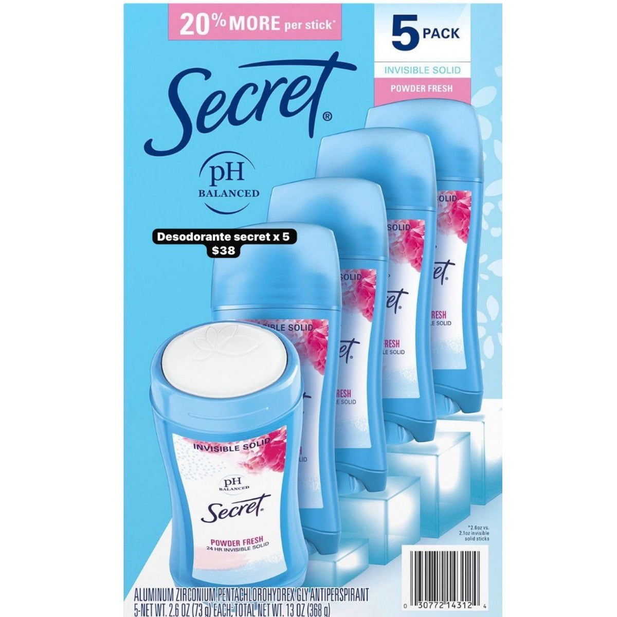 Secret desodorante pack x5