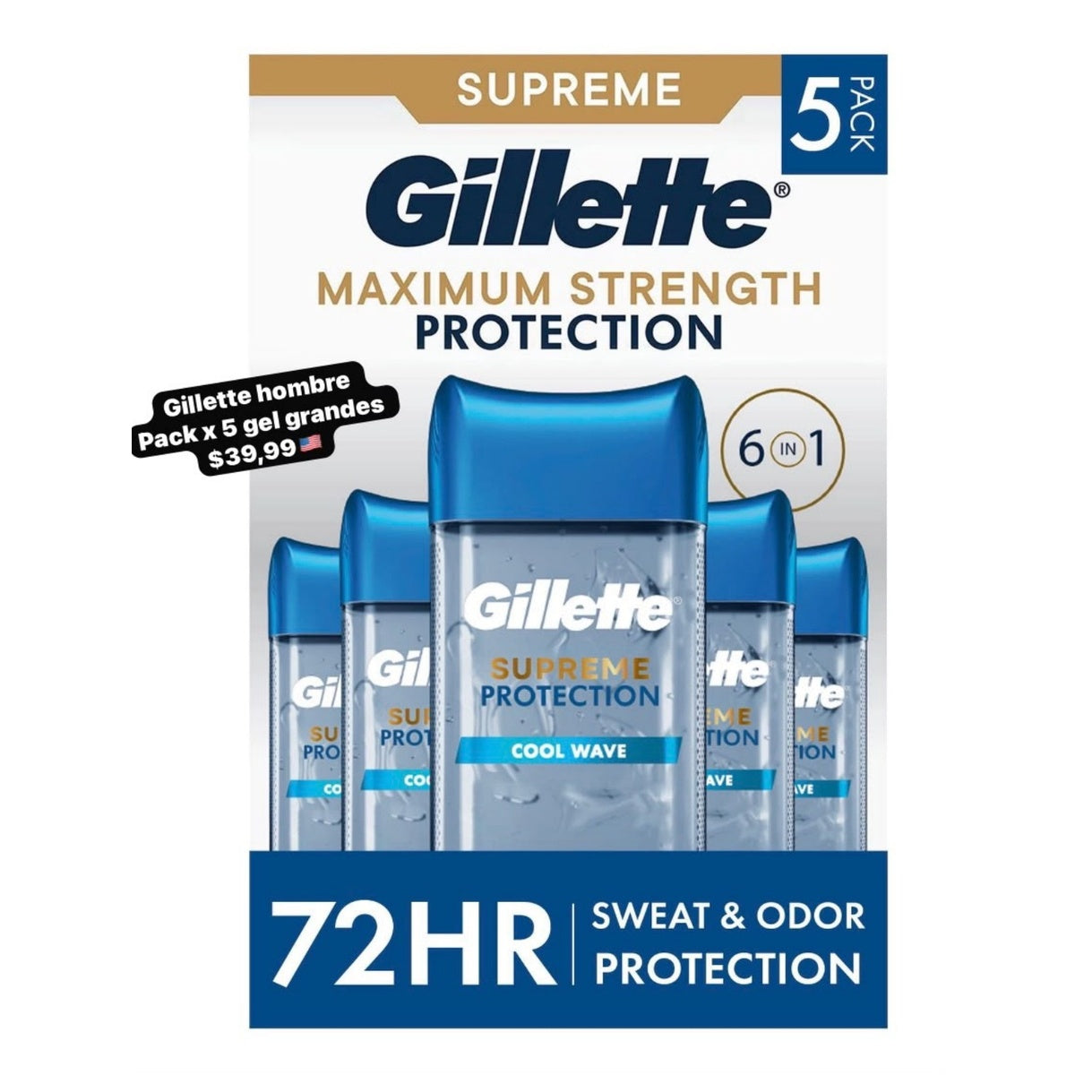 Gillette desodorante para hombre pack x5
