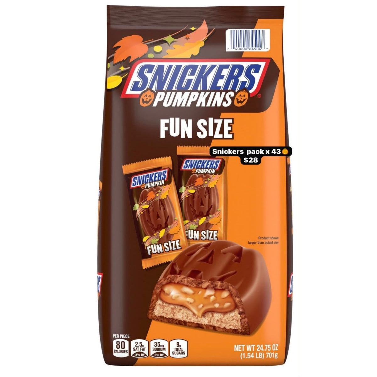 Snickers Pumpkins Fun Size pack x43