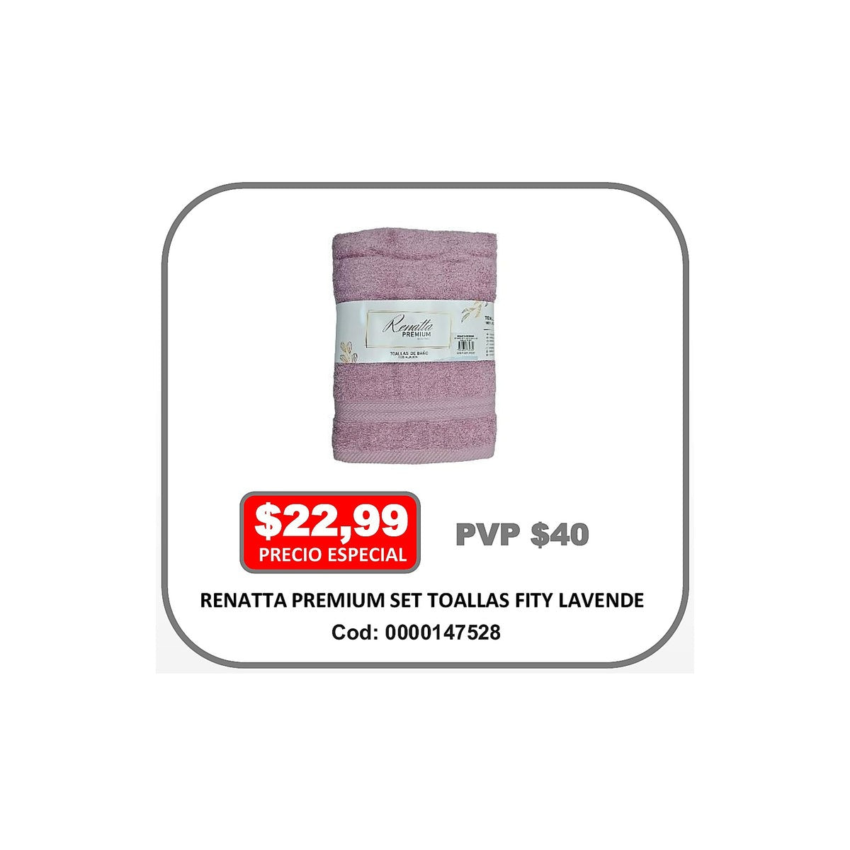 RENATTA PREMIUM SET TOALLAS FITY LAVENDE