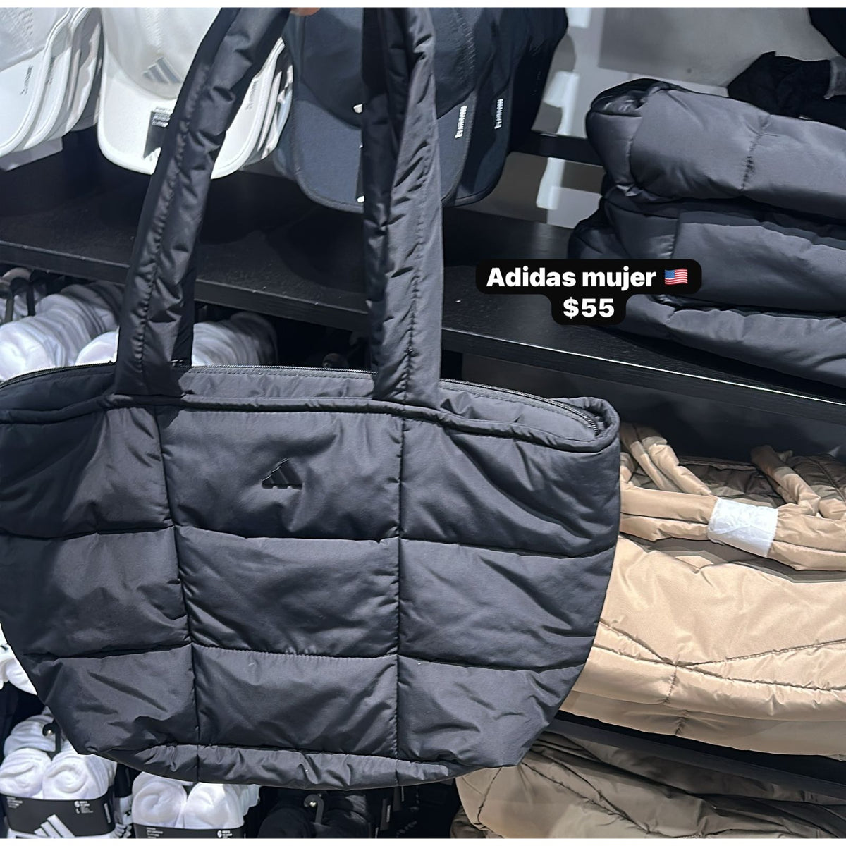 Bolso acolchado Adidas para mujer - negro