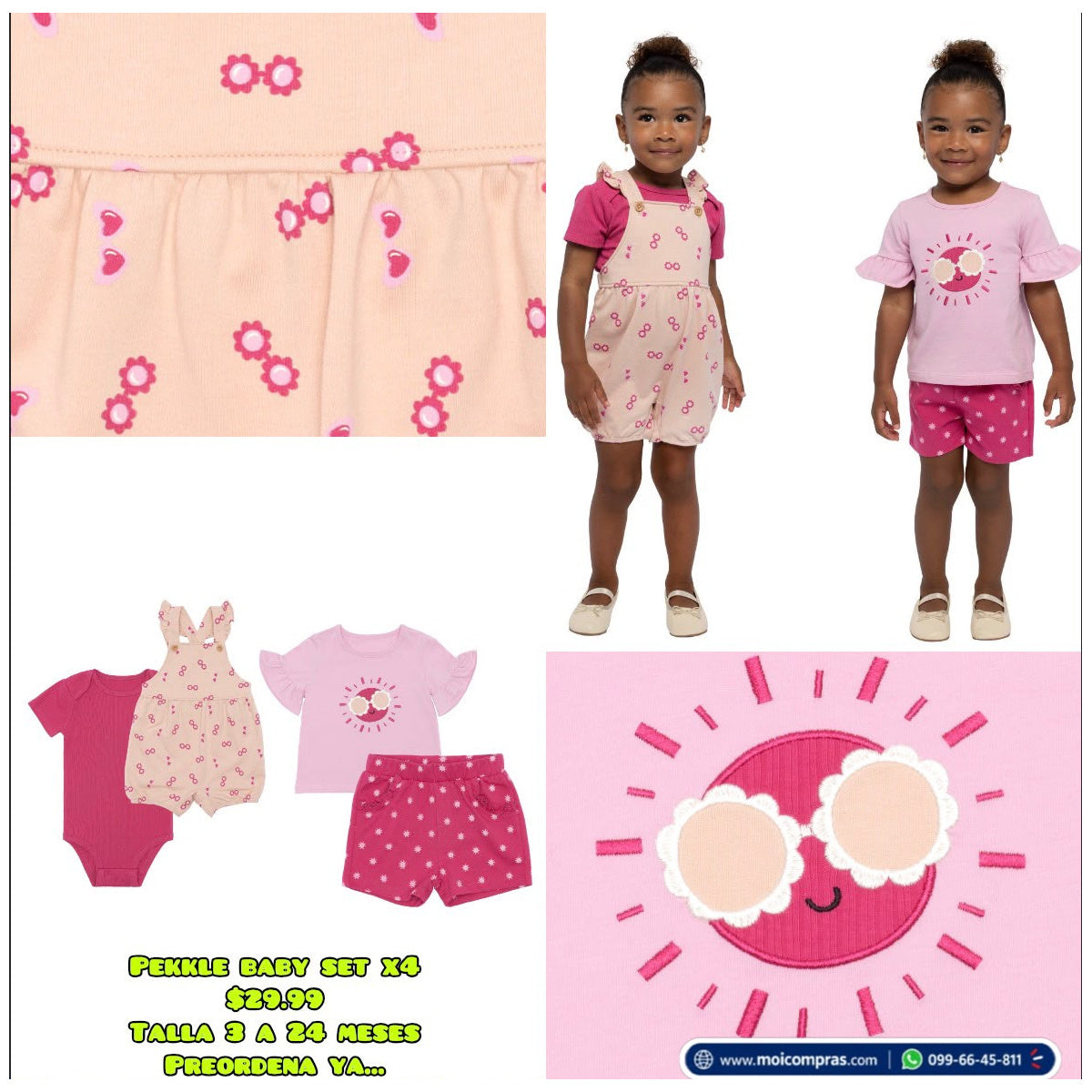 Set Pekkle bebé x4 rosado - Moi Compras