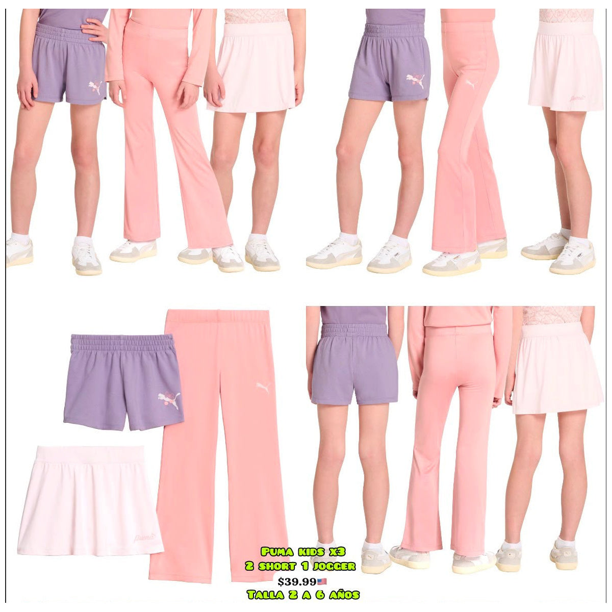 Pack Puma niña x3 - shorts, falda y pantalón - Moi Compras