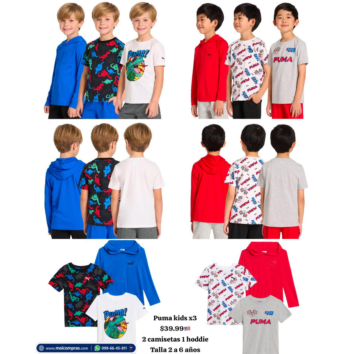 Pack Puma niño x3 - camisetas y hoodie - Moi Compras