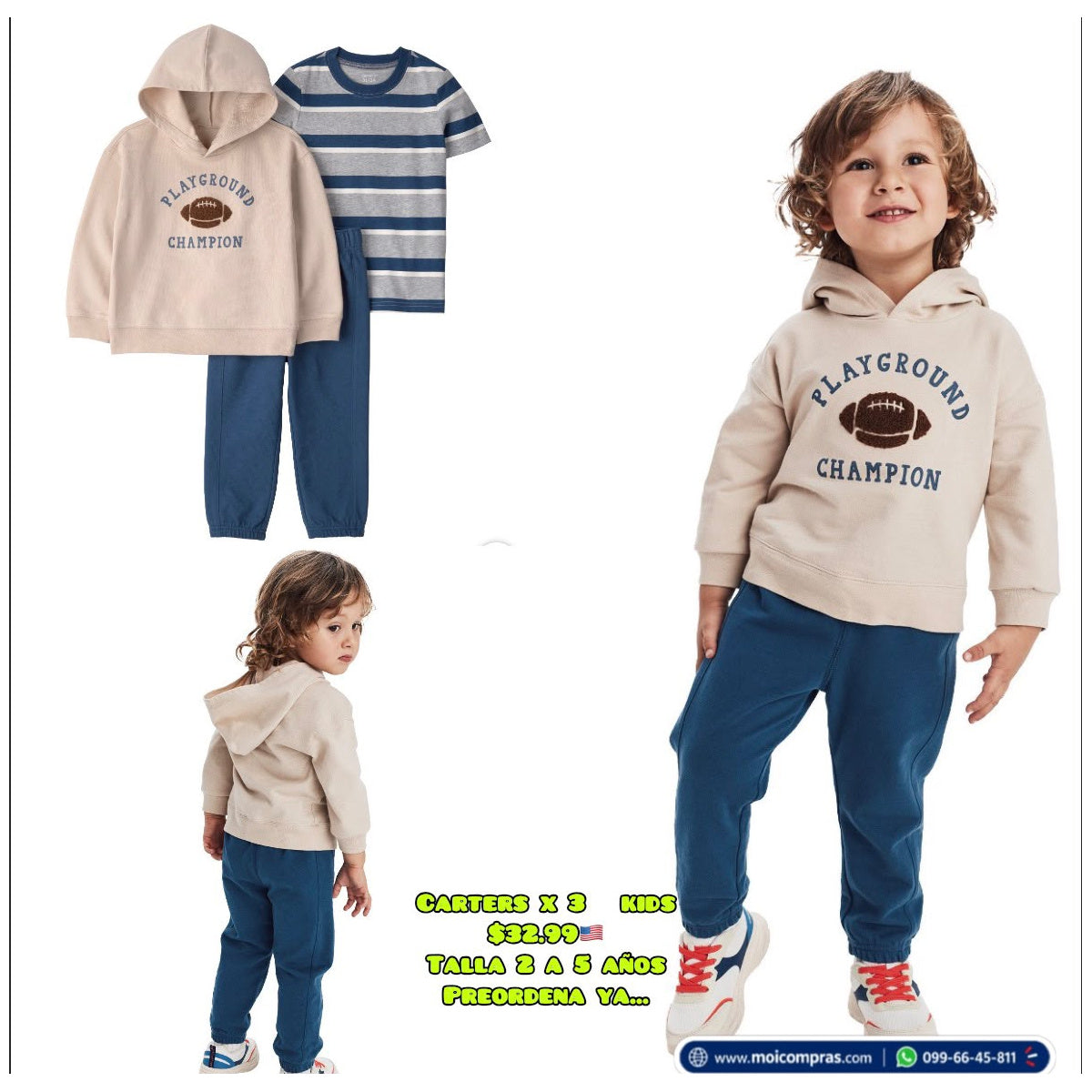 Pack Carter’s niño x3 con hoodie - Moi Compras